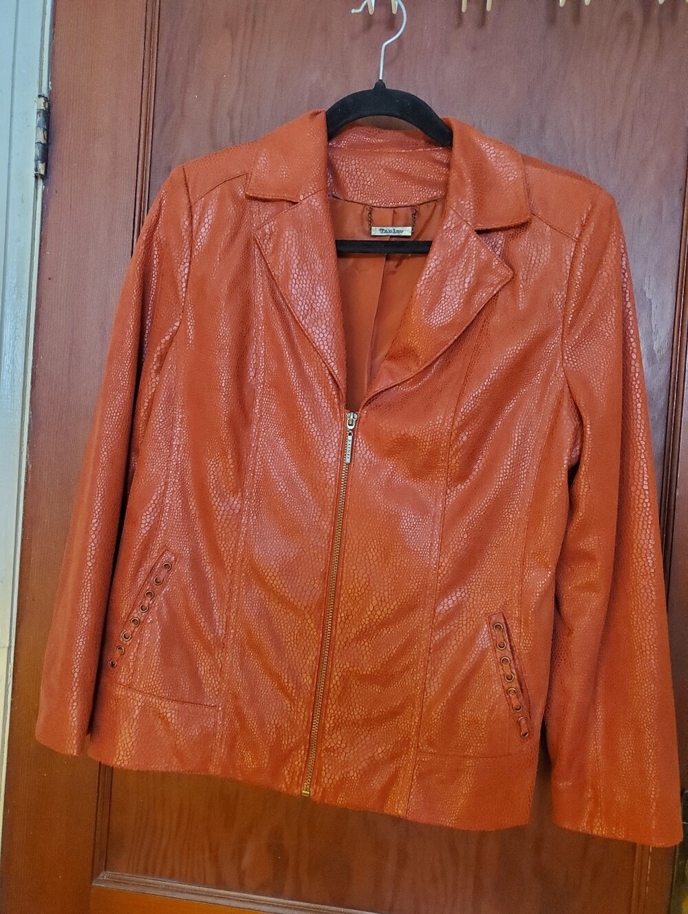 TanJay Faux Snakeskin Blazer Jacket Women Rust Lined Polyester Medium